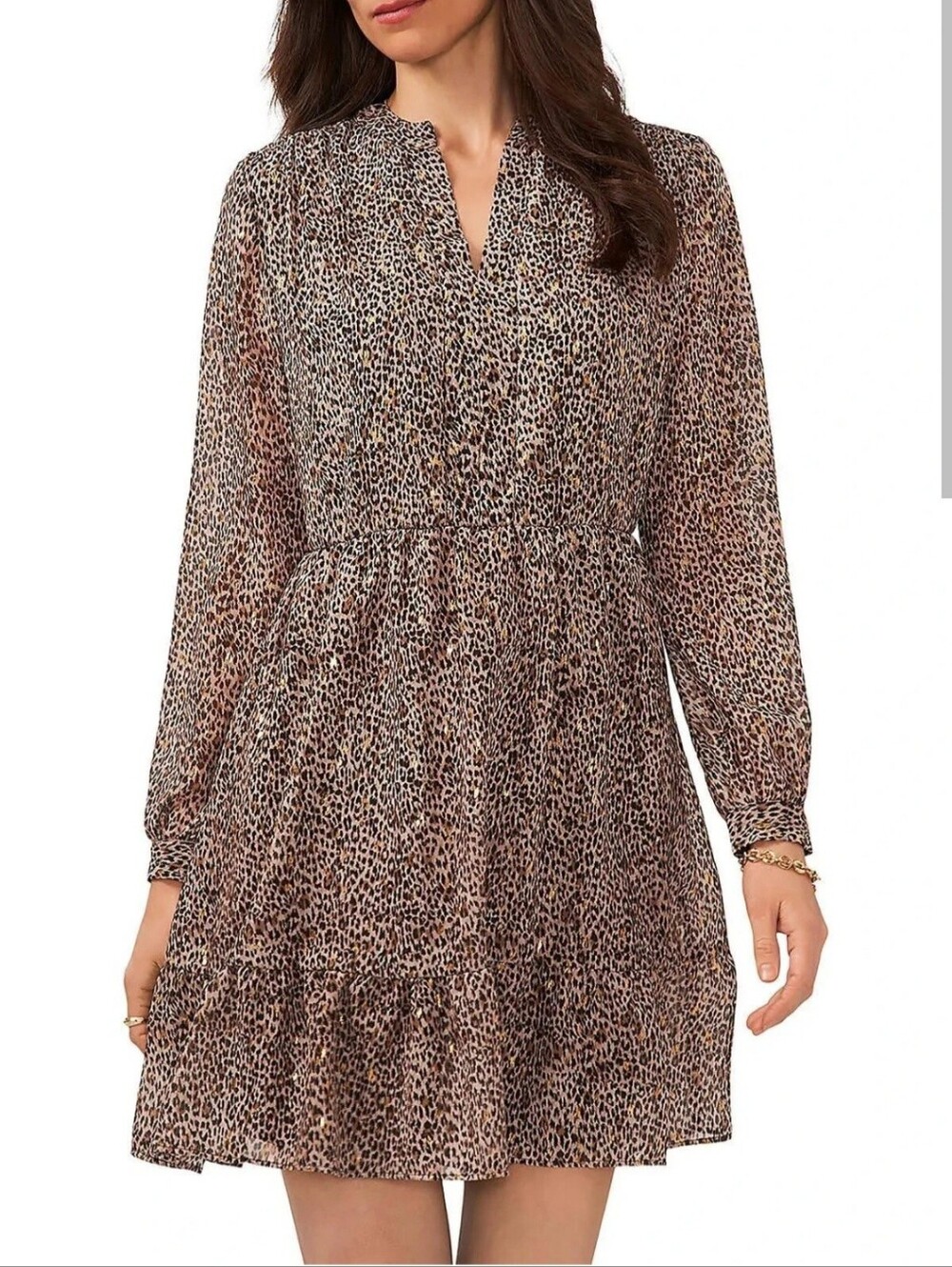 Vince Camuto Tiered Pleated Mini Dress Size L